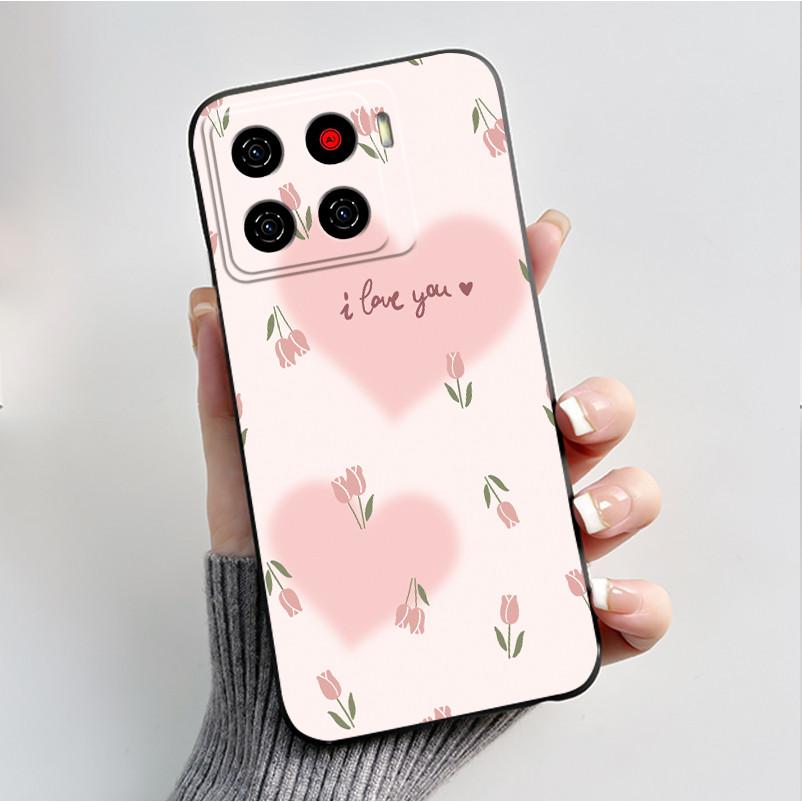 Чехол для телефона ZTE Blade A56 BladeA56 Pro Корпус Роскошная Мода Бабочки Цветы Черный Мягкий ТПУ Силикон Защитный Чехол