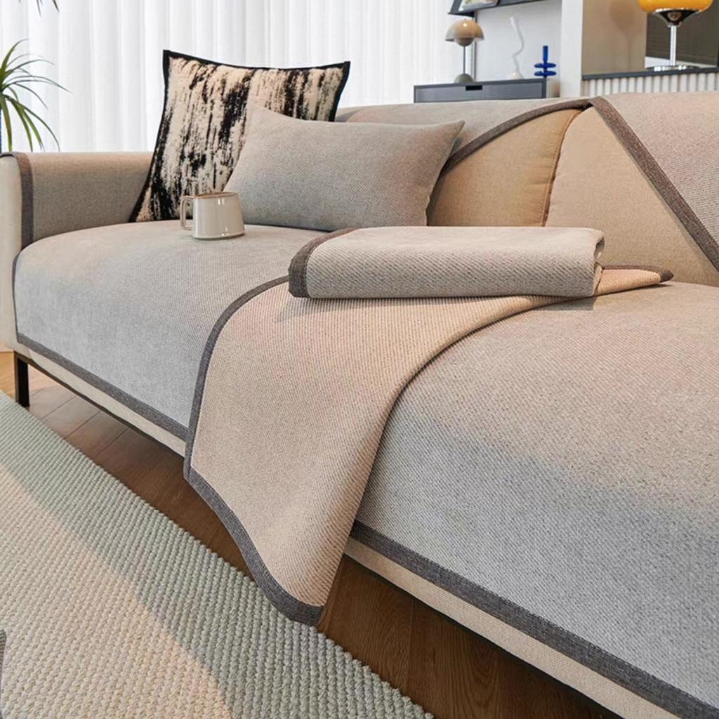 Minimalist Twill Solid Chenille Sofa Cover for All Seasons Living Room Non-slip Sofa Seat Cover Couch Slipcover, Sofa Towel