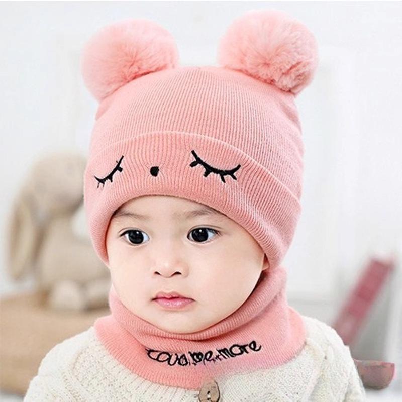 Детский зимний набор шапка и шарф 2-в-1 вязаная шапка-бини манишка унисекс толстый теплый защита ушей для мальчиков девочек праздничный подарок