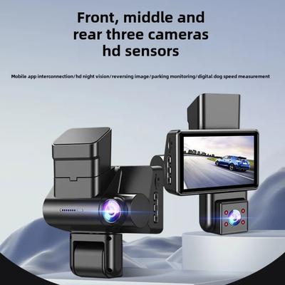 Видеорегистратор с тройной записью, HD 1080P, WiFi, инфракрасным ночным видением и сверхширокоугольным тройным объективом
