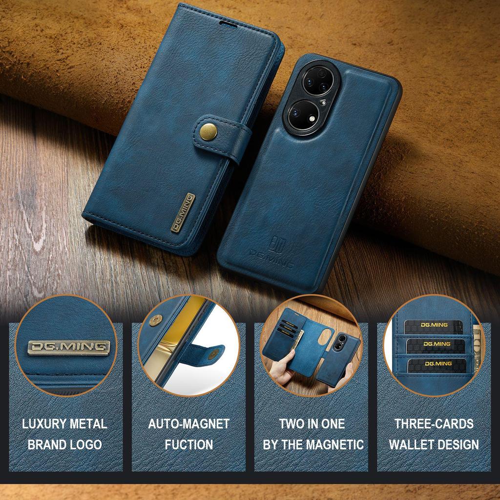 Защитный чехол-кошелек с держателем для карт для Huawei P50 Pro, с покрытием под коровью кожу