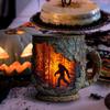 Sasquatch Forest Fires Mug Outdoor Coffee Mug 3D Vintage Sasquatch Mug Camping Halloween Novelty Drinkware