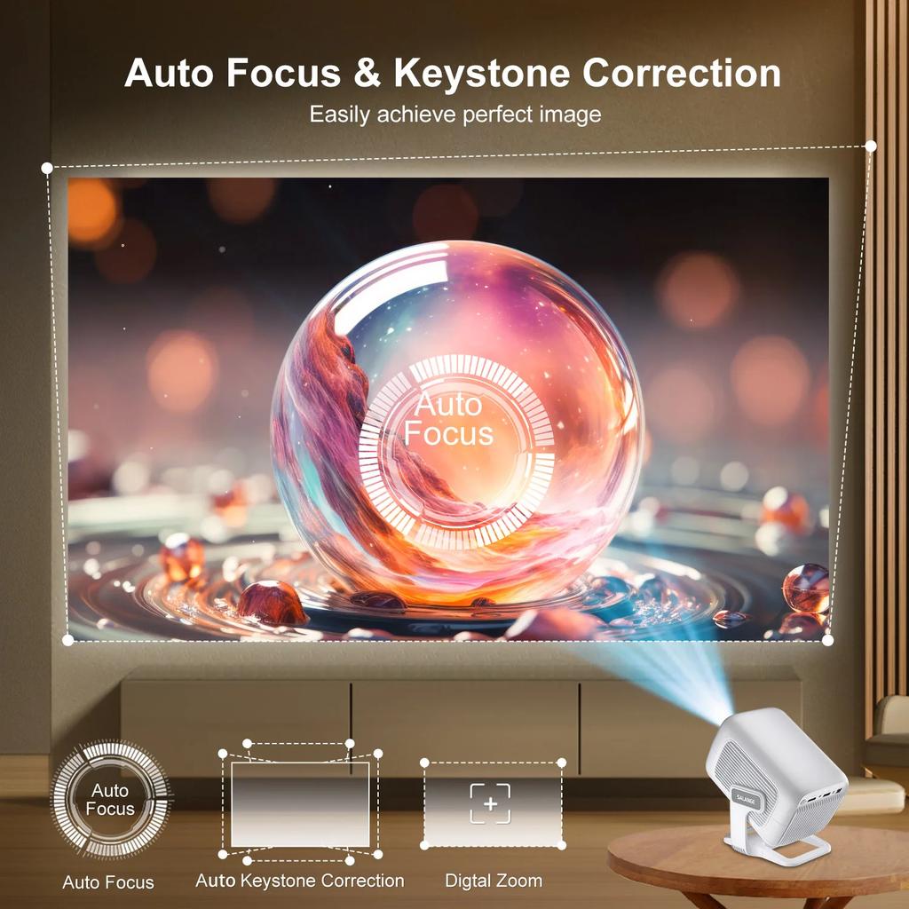 2025 НОВЫЙ Мини-проектор Salange 4K Нативный 1080P Android11 Автофокус Смарт-домашний кинотеатр 420ANSI Портативный лучевой проектор HY260Max
