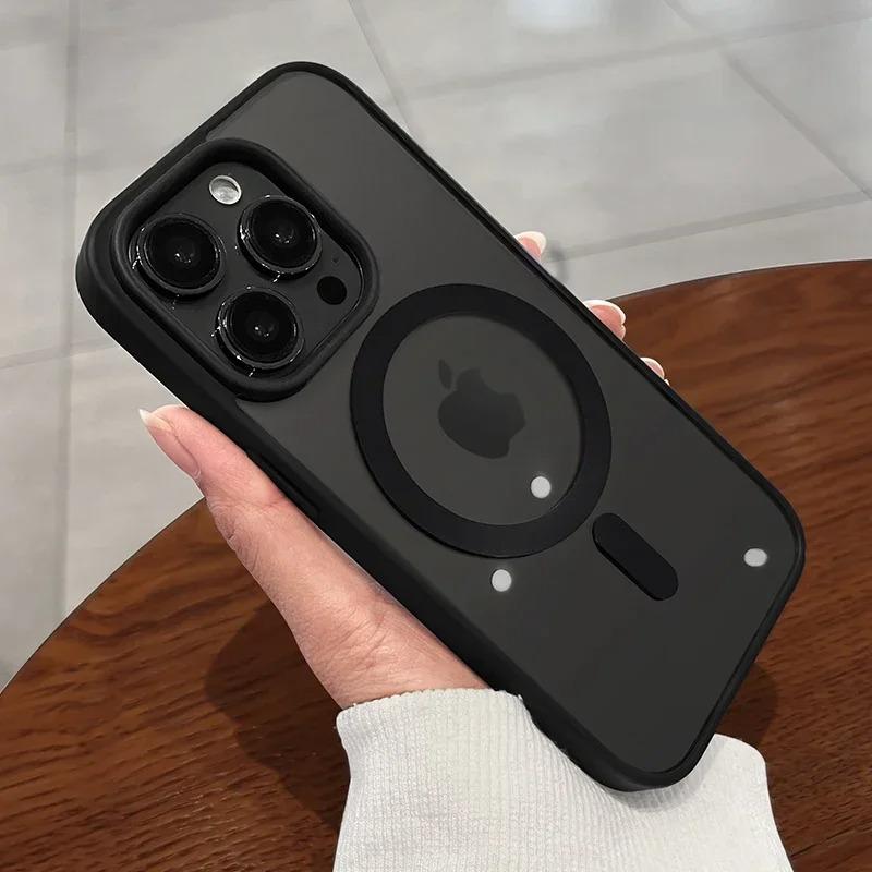 Роскошный Прочный Акриловый Ударопрочный Защитный Чехол Для iPhone16 15 14 13 11 12 Pro Max Plus Магнитный Прозрачный Противоскользящий Чехол