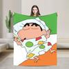Shinchans 90S Cartoon Flannel Blanket  Awesome Throw Blankets For Bed Sofa Couch 150*125Cm Rug Piece