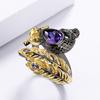 New Fashion Jewelry Black Plated Gold Colored Stone Hollow Color Ring