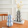 Nordic Minimalist Ceramic Striped Vase - Hand-Painted Ornament for Creative Flower Arrangements In High-End Home Decor.