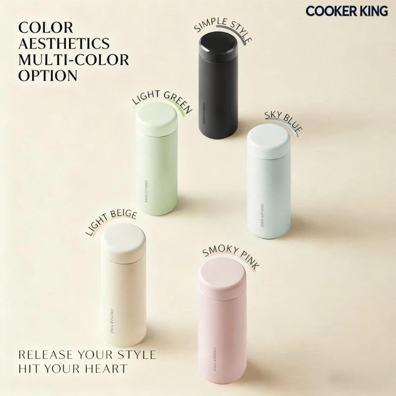 COOKER KING 360ml Vacuum Flasks Stainless Steel Water Cup Simple Thermal Coffee Mug Portable Tea Cup Water Bottle Bicycle