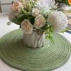 4pcs Braided Woven Place Mats Washable Table Place Mat Round Placemats Coasters  for Dining Table