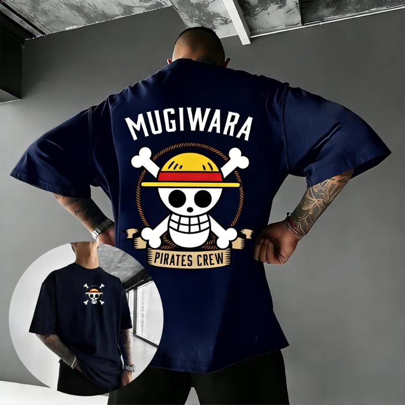 Футболка с принтом Черепа из Аниме One Piece Мужская Женская Хлопок Короткий Рукав Летние Топы Повседневная Футболка с Графикой 2026 Новый Стиль Уличная Одежда Мультяшный Принт Y2k