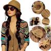 Cute Lady Colorful Women Panama Summer Sun Beach Striped Foldable Straw Hat
