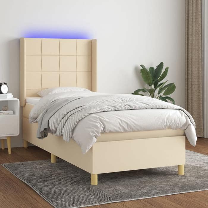 VidaXL Sommier à Lattes de Lit avec Matelas et LED, Lit Rembourré, Lit Simple, Lit Adulte de Chambre à Coucher Intérieur, 3138858
