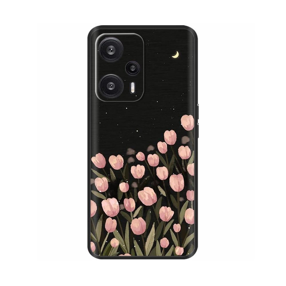 Чехол для Xiaomi Poco F5 Pro Раскрашенный Цветок Задняя Крышка Полная Защита Мягкий Чехол для POCO F5 PocoF5 F5Pro Fundas Чехол для Телефона