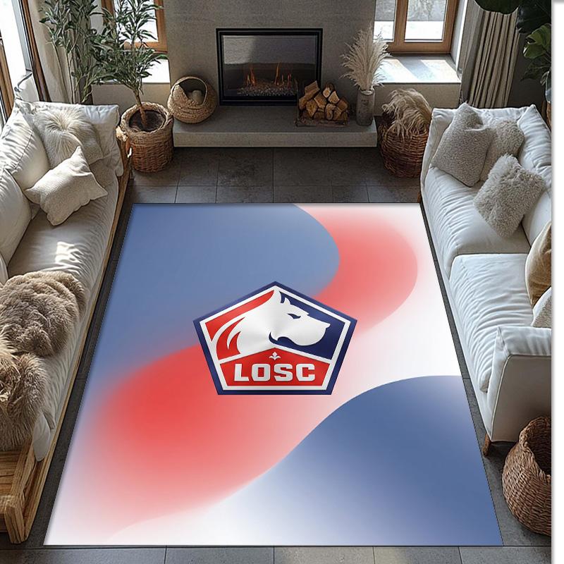 LOSC Lille FC Soccer Football Pattern Soft Area Rug Non Slip Indoor Floor Carpet Sports Decor Mat for Bedroom