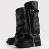 Black Thick-soled Pocket Trouser Boots Women's Winter 2025 New Fried Street V-mouth Fashion Boots Women's Thin Knight Boots