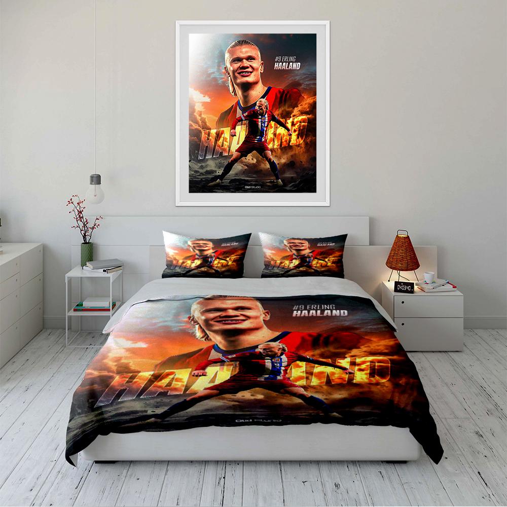 "Erling Haaland Bedding Set" Bedding set (1 duvet cover, 2 pillowcases, duvet not included)