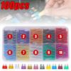 100/50Pcs Profile Medium Size Blade Type Fuse Assortment Set for Auto Car Truck 2/3/5/7.5/10/15/20/25/30/35A Fuse with Box Clip