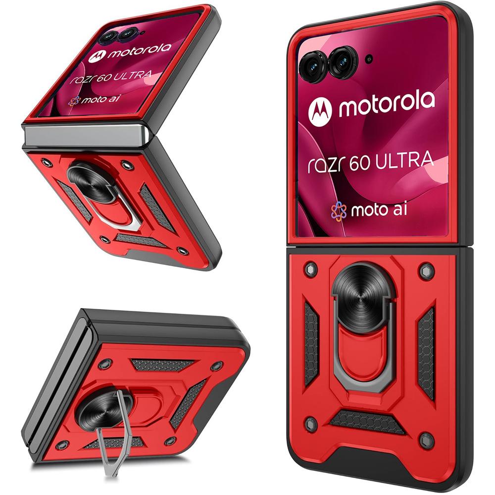 Armored Case for Motorola Razr 70 Ultra / 60 Ultra, CamShield Slide, Red