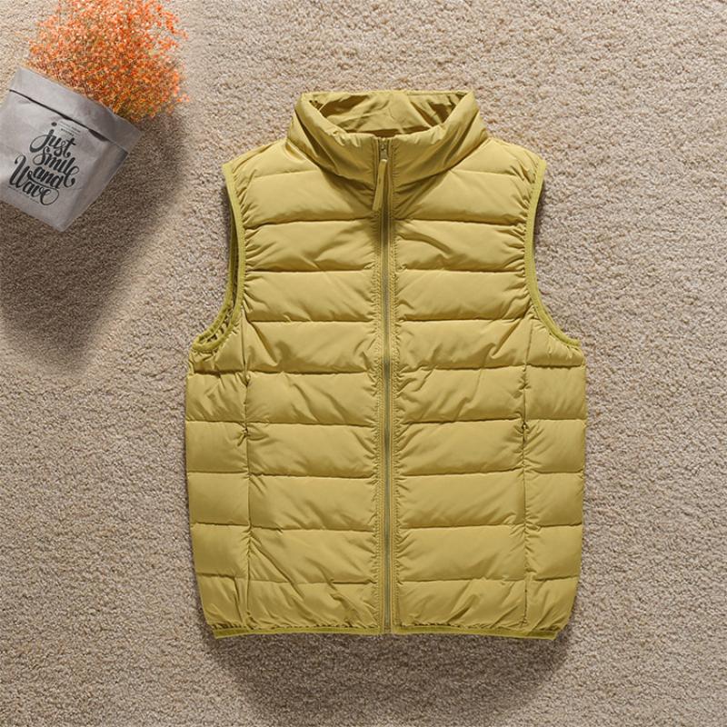 Winter Women’s Solid Lightweight Vest Down Coats Stand Collar Zipper Up Sleeveless Quilted Warm Down Jacket Thicken Loose Vest Short Puffer Jacket