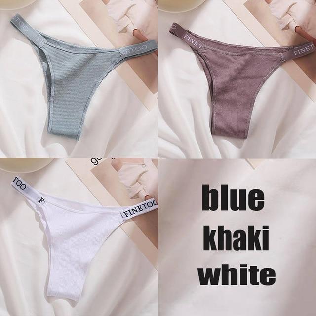 FINETOO 3PCS/Set Cotton Panties Briefs Women Underpants Female Sexy Knickers Women Thongs Underwear Solid Color Intimate Lingerie
