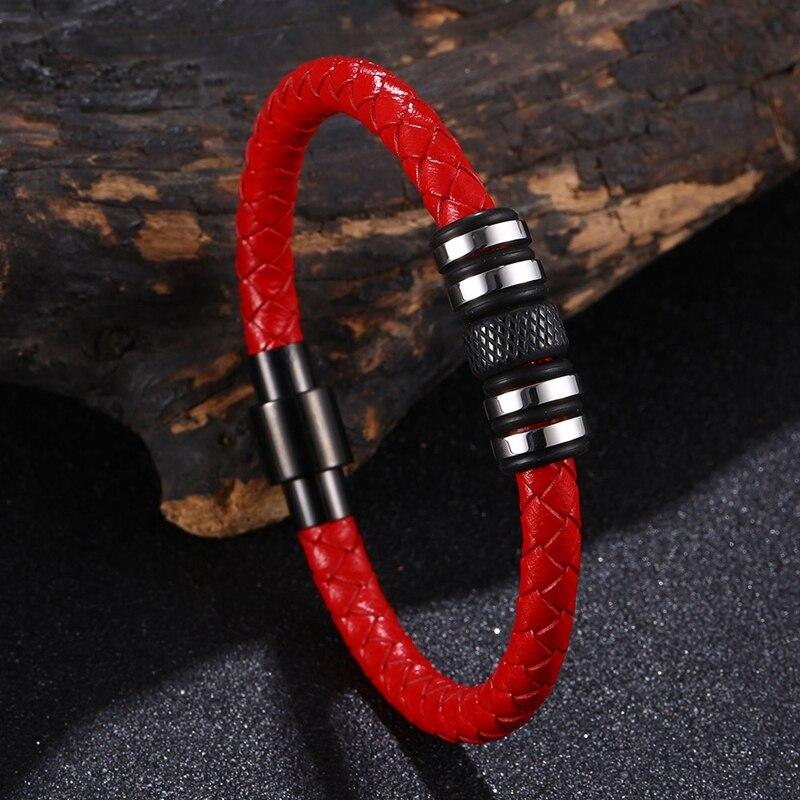 New Luxury Genuine Leather Bracelet Combination 3 Colors Men Bracelets Woven Bracelet Men Birthday Gift