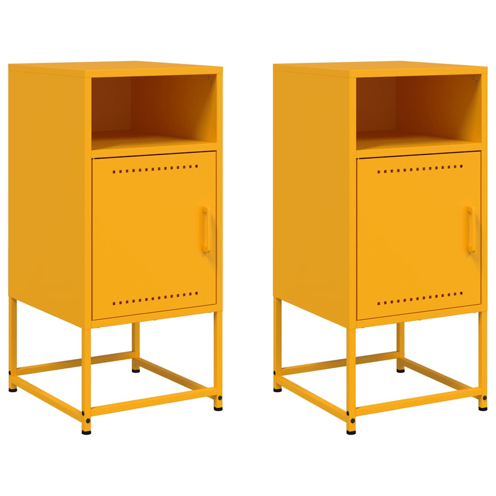Nightstands 2 pcs Mustard Yellow 36 x 39 x 78 cm Steel