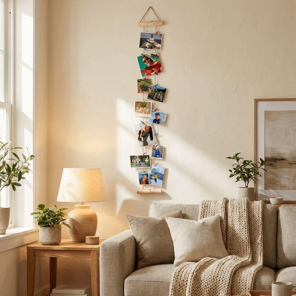 Nordic Style Wooden Hanging Photo Clip Minimalist Photo Collage Frame Wall Decoration Frame Office