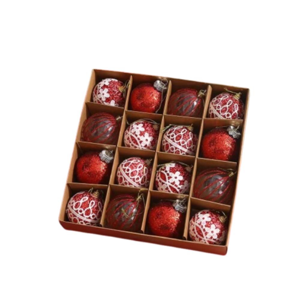 16pcs 6cm Christmas Balls Pendant Glitter Shatterproof Christmas Hanging Balls Set Foam Reusable Xmas Tree Ornaments