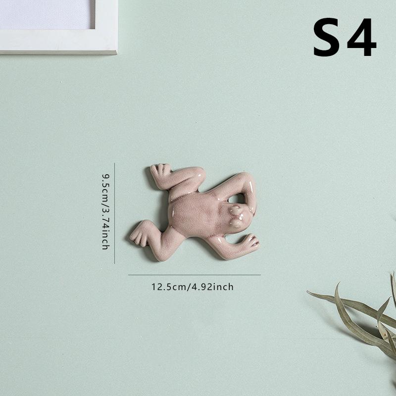 Nordic Style Ceramic Frog Wall Hanging Ornaments Living Room Background Display Crafts 3D Frog Wall Hanging Decoration