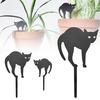 2Pcs/Set Flowerpot Cat Sign Planter Insert Cat Sign with Stake Black Cat Silhouette Garden Decoration for Outdoor Indoor Potted Plant Patio Balcony