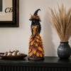 Autumn Home Decor Witch Figurine Statue, Resin Halloween Fall Tabletop Decor, Seasonal Mantle Display Shelf Ornament for Mantel Fireplace Desk Tiered