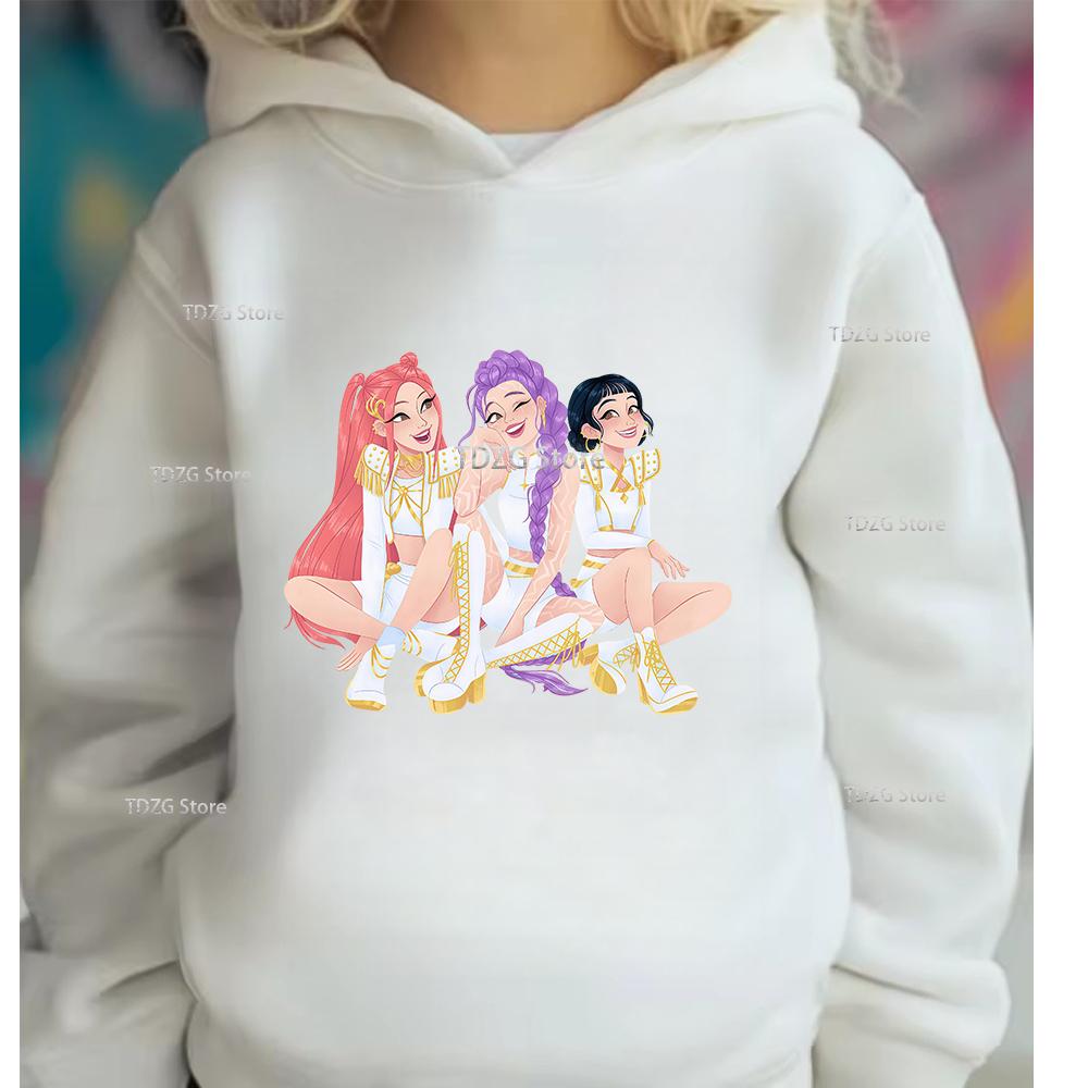 Толстовки и свитшоты Детская мода Девичья группа K-Pop Охотник на демонов Принт Повседневный Спортивный Мальчик Девочка Флис Пуловер Худи Детская одежда с длинным рукавом