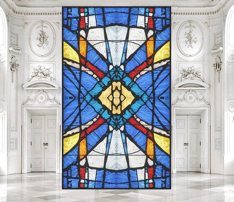 Customize Stained Glass Window Film Frosted Mosaic Grid Privacy Protection No Glue Decorative Bathroom Bedroom Kitchen Home Quality