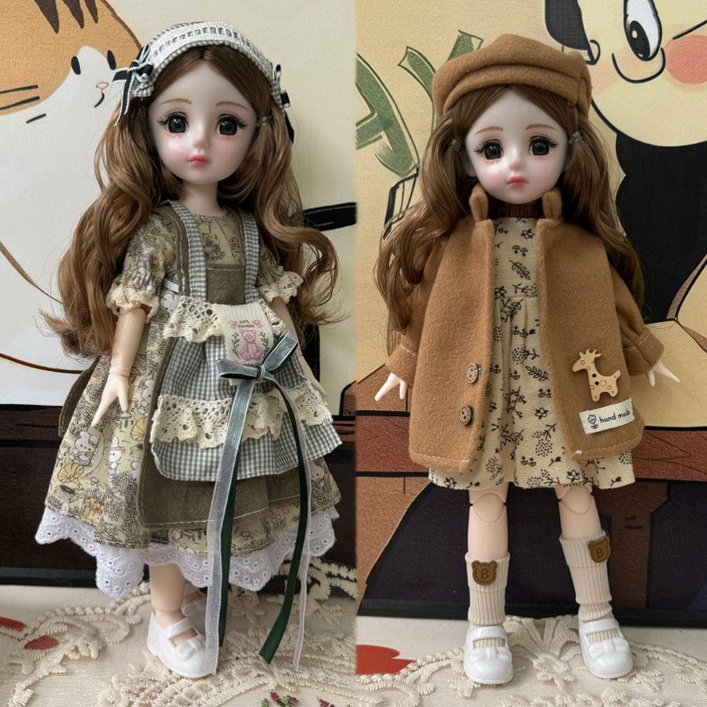Привлекательные глаза 30 см Bjd кукла с одеждой длинные волосы принцесса макияж шарнирная кукла девочка подарок