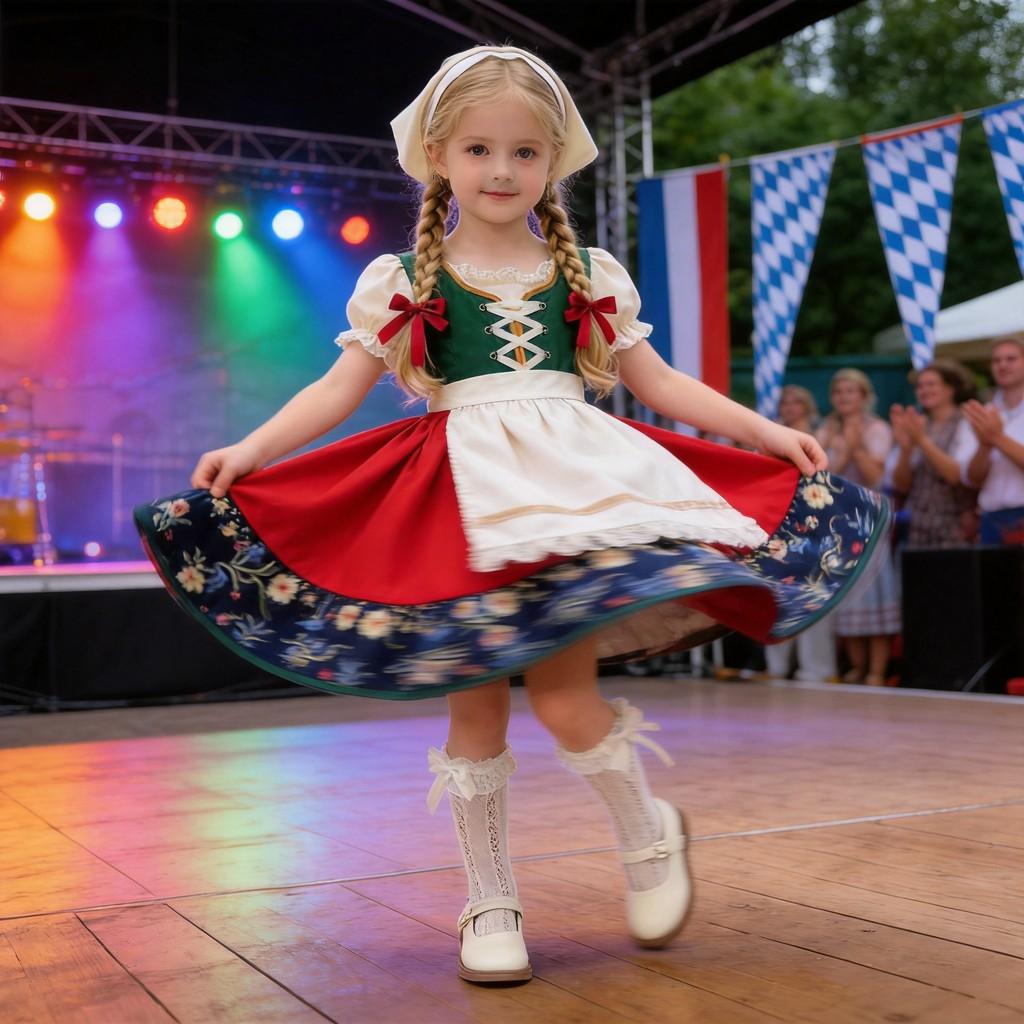 Munich Oktoberfest Cosplay Dirndl Dress For Girls With Polyester Fabric And Comfortable Fit