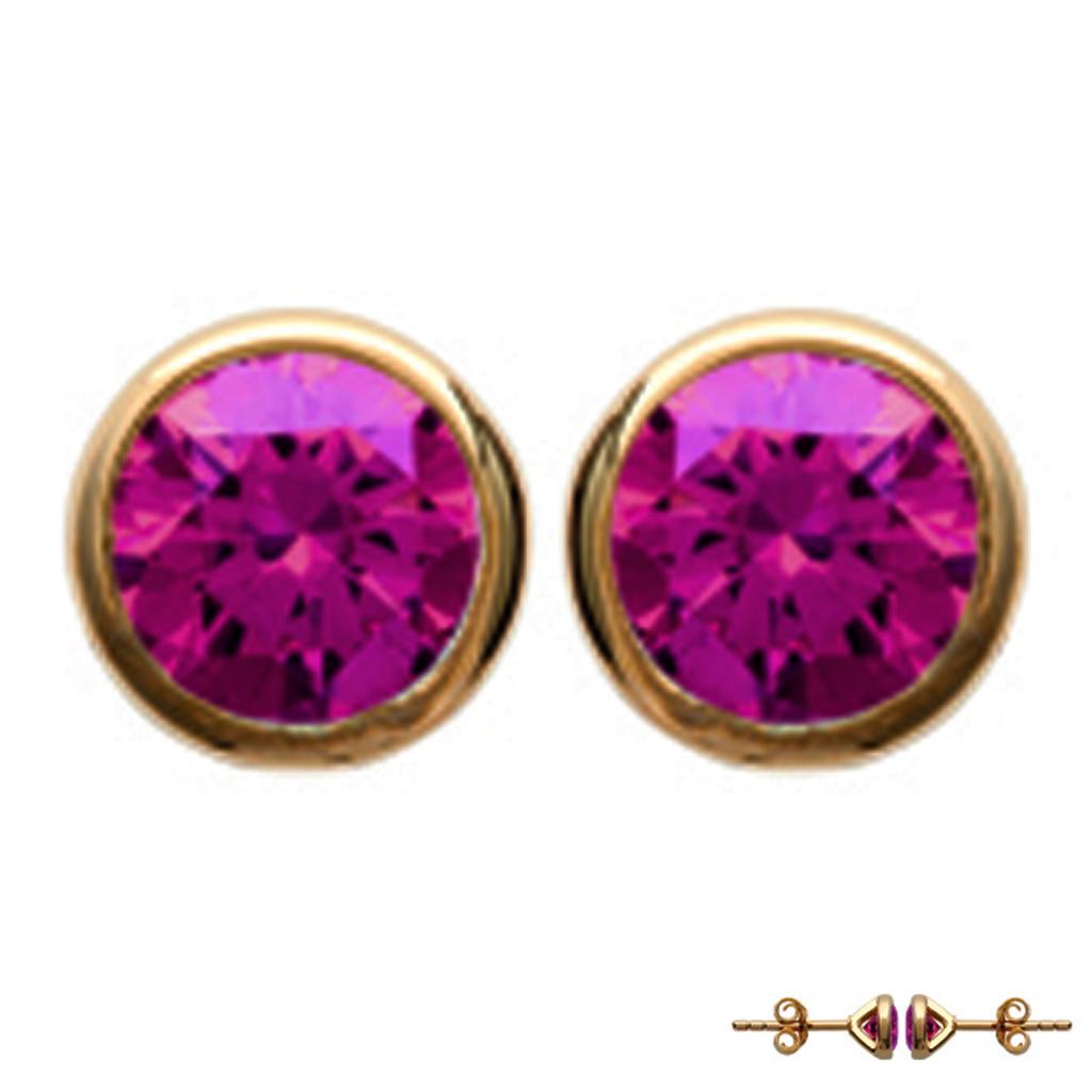 Les Trésors De Lily [M1786] - Gold Plated 'Unique' Golden Ruby Earrings - 5 Mm