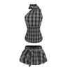 Kaslead New Arrival Women's Clothing Fashion Style Fashion Simple Plaid Halter Top Half-Length Skirt Outfit