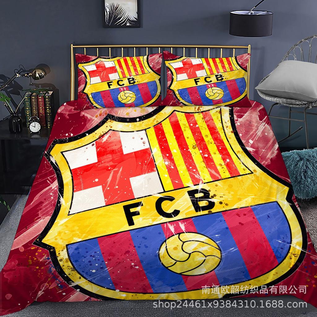 Size 3D Printed Football Club Standard Bedding Three-Piece Quilt Cover Pillowcase