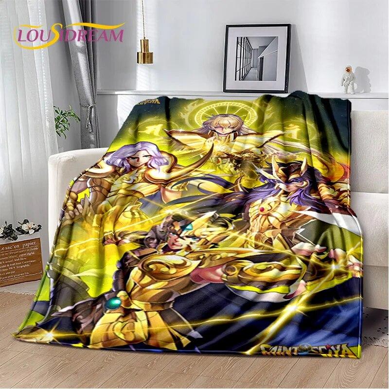 Одеяло HD с рисунком Saint Seiya в стиле ретро, мягкое одеяло для дома, спальни, кровати, дивана, пикника, путешествия, офиса, детское одеяло