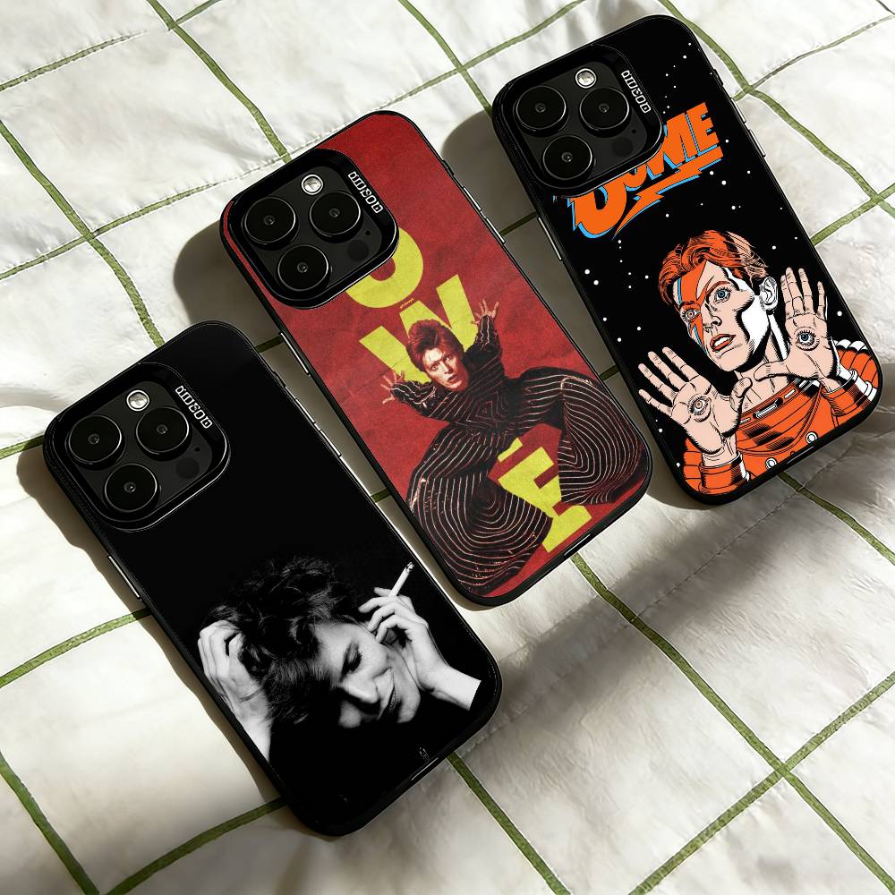 Singer D-David Bowie Phone Case For iPhone 17,16,15,14,13,12,11 Plus,Pro Max,XS,Colored Silver Plated Inside Cover