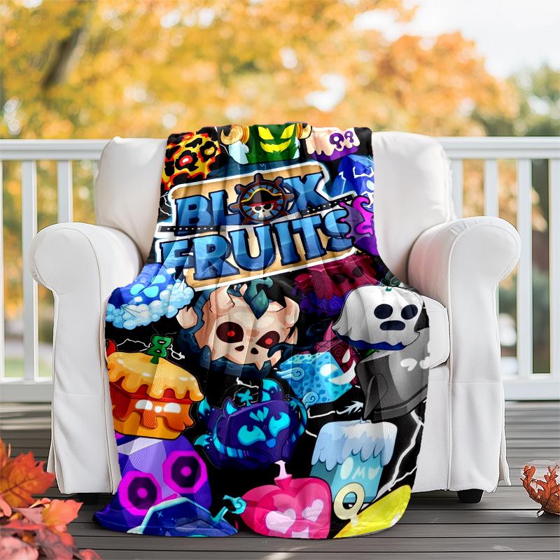 Blox Fruits Theme Printed Blanket - Perfect for Couch, Bed, Travel & Outdoor Use | Machine Washable, Cozy & Durable.