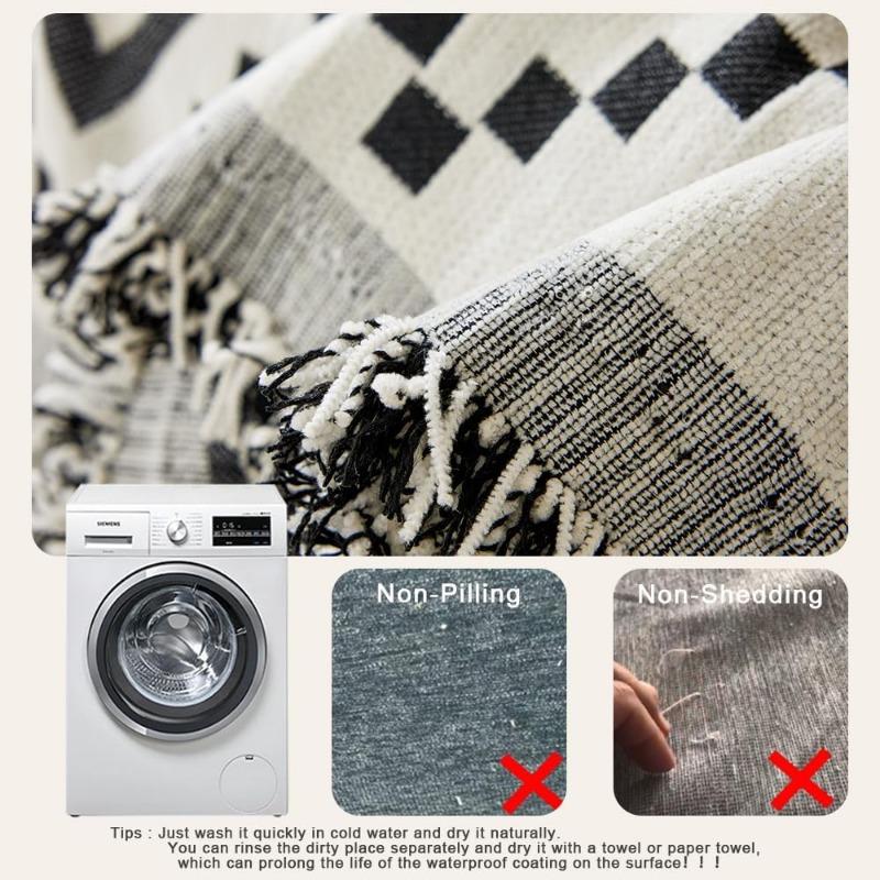 Водонепроницаемый чехол для дивана в стиле бохо, чехлы для дивана с 3 подушками, подходит для домашних животных, плотный, устойчивый к грязи, темно-черный, 71" x 118"