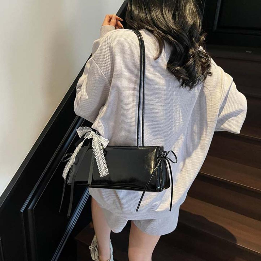 Однотонная серебристая ПУ плечевая сумка Высококачественные сумки-цилиндры под мышкой Сумка-багет Ручная сумка Работа