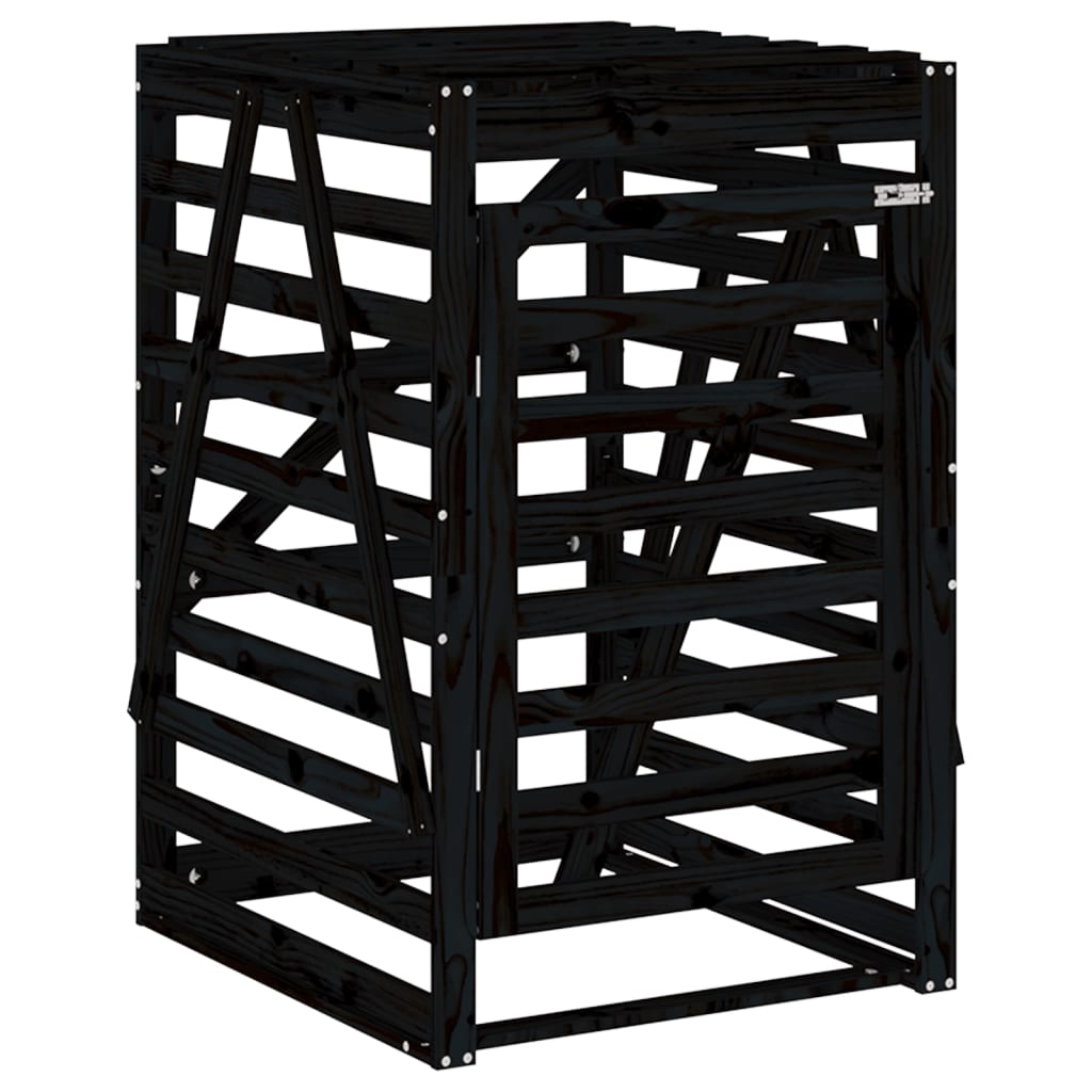 2 Ton Waste Bin Enclosure Black Solid Pine Wood