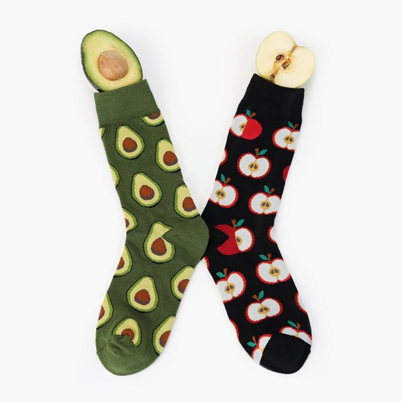 Unisex Fashion High Hosiery Socks Women Men Fruit Sock Avocado Hamburger Cherry Art Cotton Socks