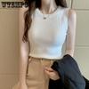 Белый топ-халтер для женщин, французский вязаный жилет для осени и зимы и вязаный топ без рукавов для лета