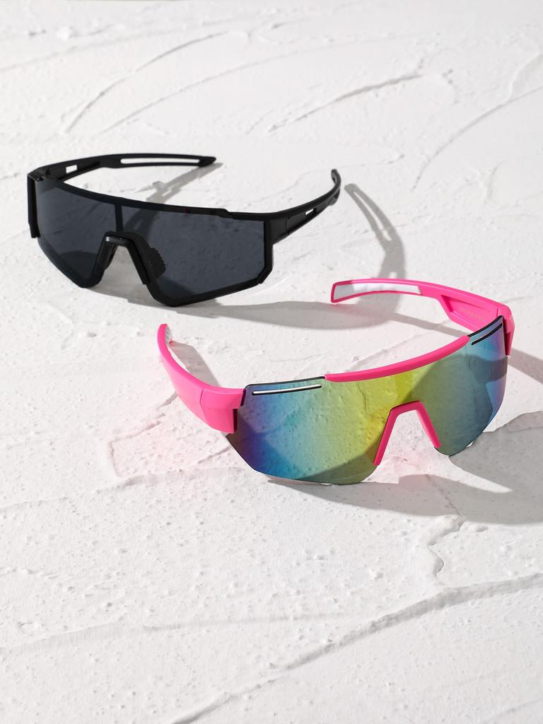 2PCS Punk Oversized Wrap-Around Fashion Glasses For Daily Outdoor Cycling Life Geometric Eyewear Accessories.