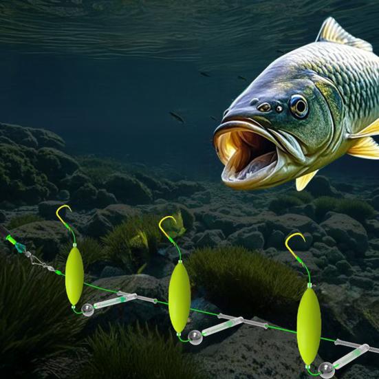 1 Set Three Reverse Hooks Fishing Rig Smooth Casting Anti-Tangle Snag Resistant Split Hook Rig Freshwater Saltwater Jigging Fishing Accessories