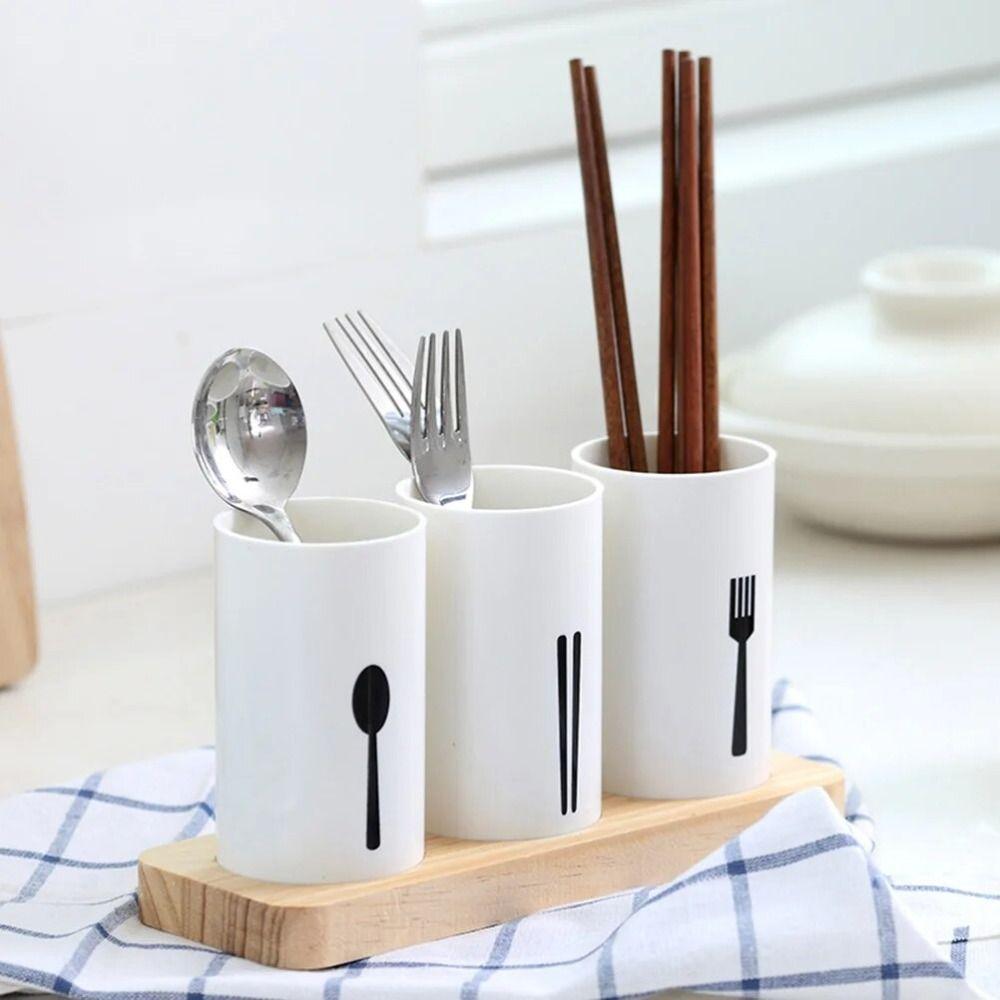 High-grade Chopsticks Storage Rack White Spoon Fork Drain Box Flatware Organizer  for Kitchen