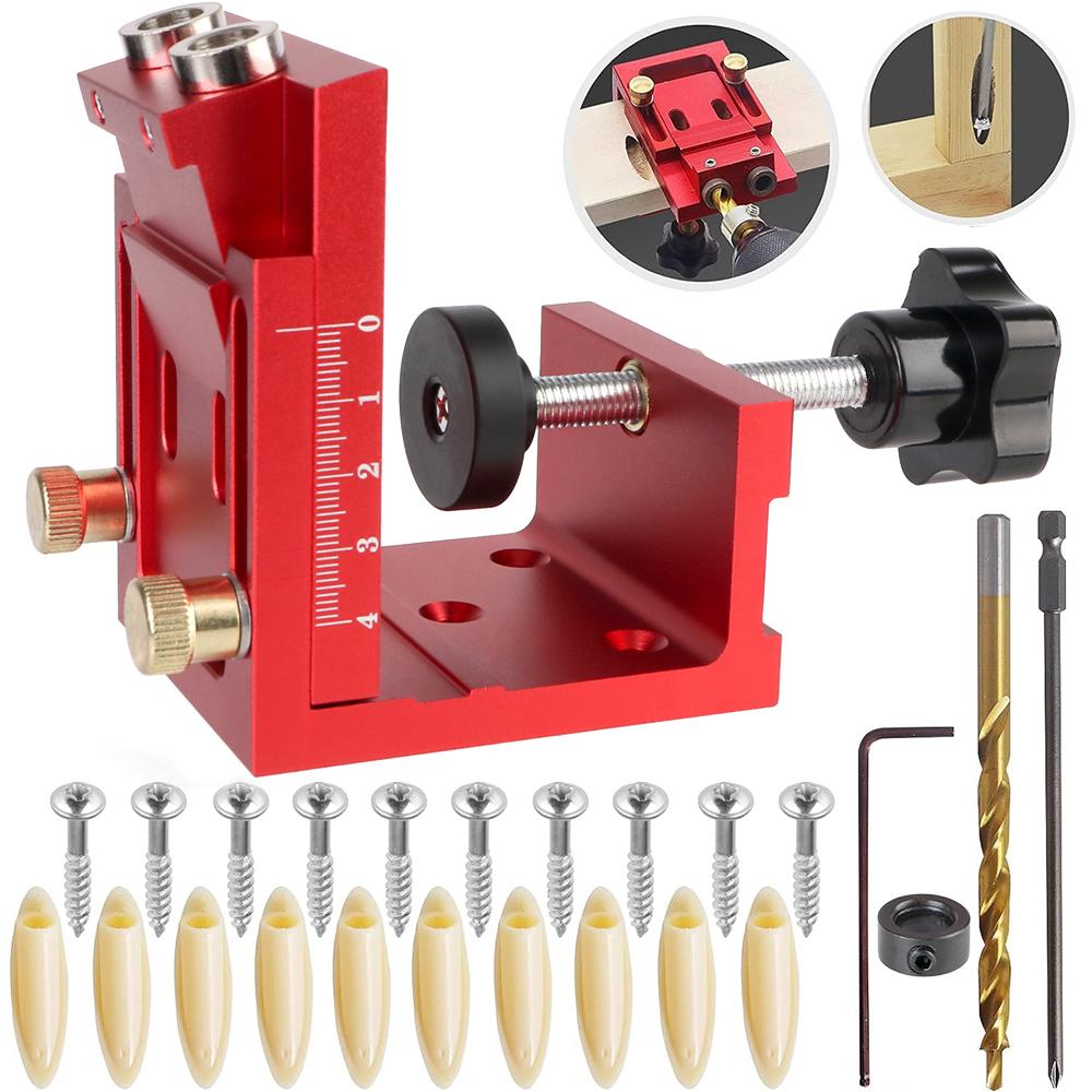 Деревянные заглушки и саморезы Отверстия с наклоном 15° Шаблон для карманных отверстий Двухотверстный деревянный кондуктор Комплект системы с направляющей для сверления